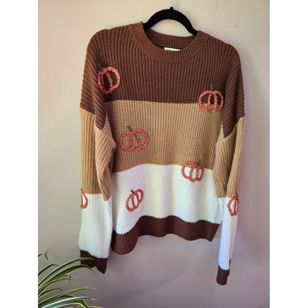 Mainstrip Pumpkin Patch Colorblock Chunky Knit Sweater 🍂